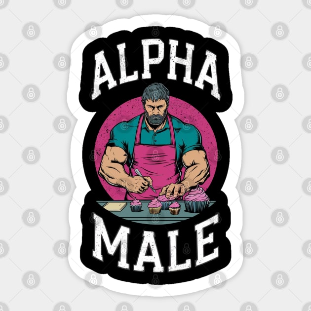 Alpha Male Funny Baker Baking Gift Fathers Day Gay Man LGBT Pride Cupcake Sticker by DeanWardDesigns